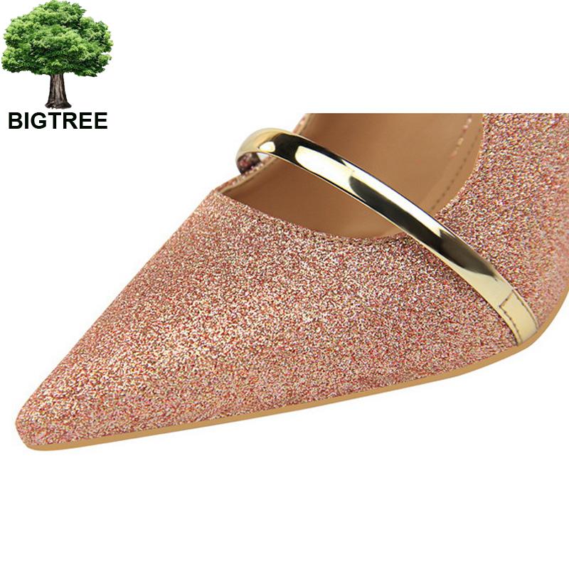 Bigtree Shoes Sexy Women Heels 2022 New Sequin Cloth Woman Pumps High Heels Party Shoes Women Sandals Slippers Stiletto 9 Cm