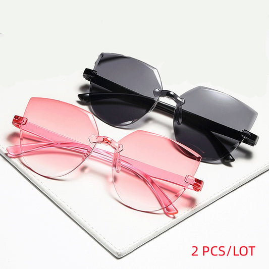 Ladies Cat Ear Sunglasses Frameless Jelly Transparent Sunglasses Retro All-in-one Ocean Piece Candy Color Sunglasses