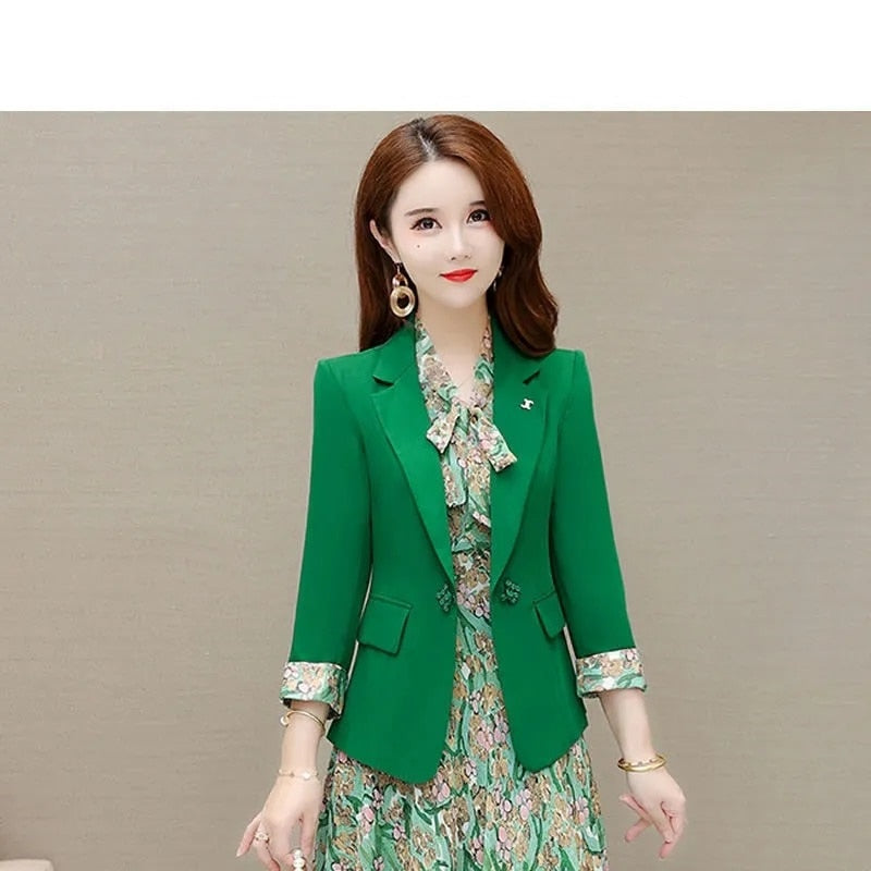 2022 Spring Autumn New Suit Jacket Dress Two-piece Women&#39;s Elegant Blazers Floral Long Skirt Set Female Office Professional Wear