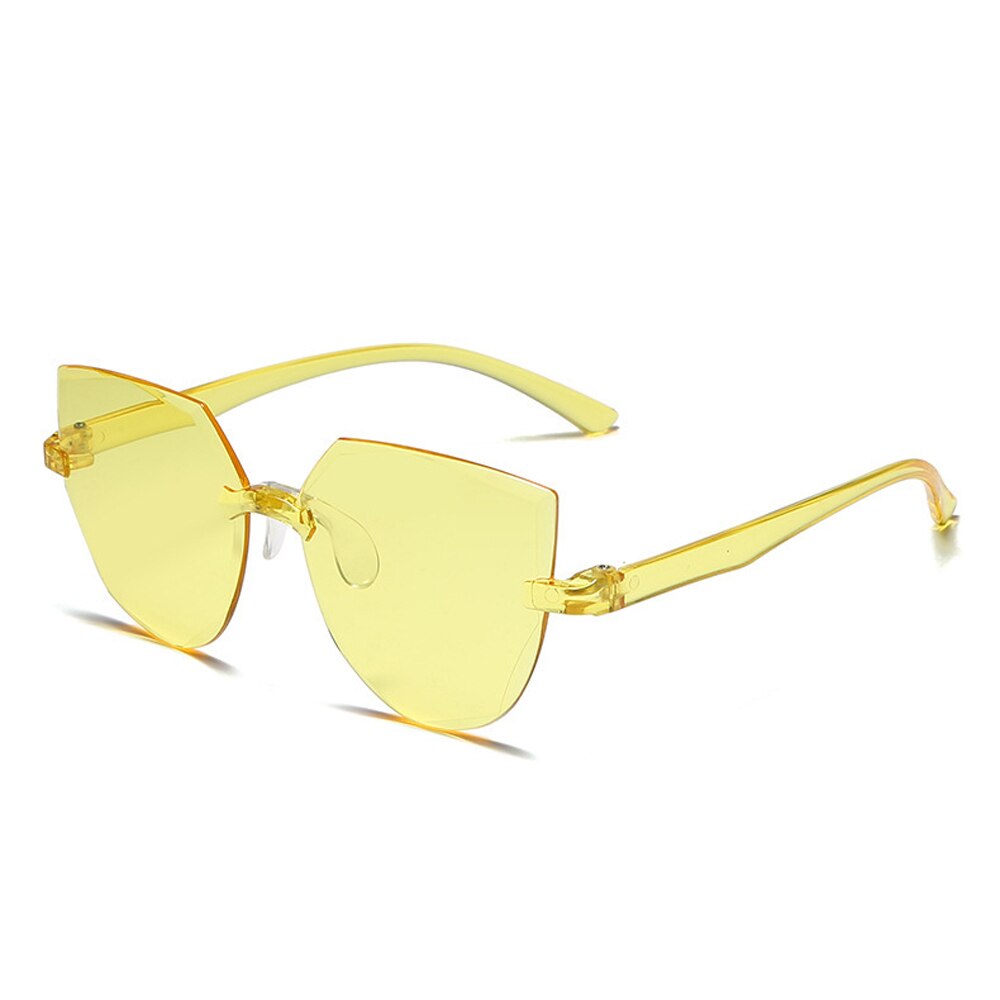 Ladies Cat Ear Sunglasses Frameless Jelly Transparent Sunglasses Retro All-in-one Ocean Piece Candy Color Sunglasses