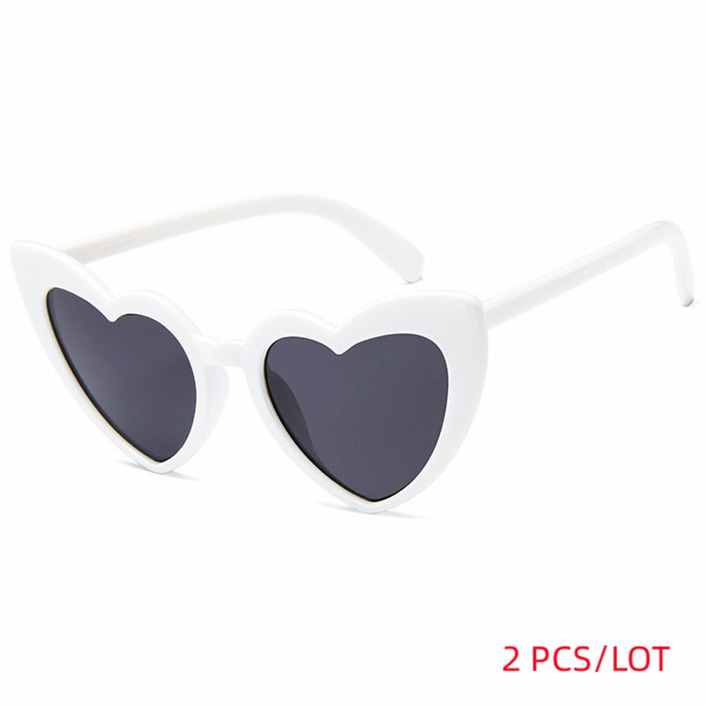 MUSELIFE Love Heart  Big Frame Personality Women Sunglass Fashion Cute Sexy Retro Cat Eye Vintage SunGlasses Pink Female