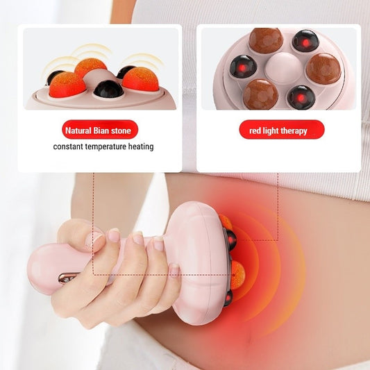 Electric Bian Stone Massage Red Light Heating Therapy Lose Weight Anti Cellulite Machine Fat Burning Neck Abdominal Leg Massager