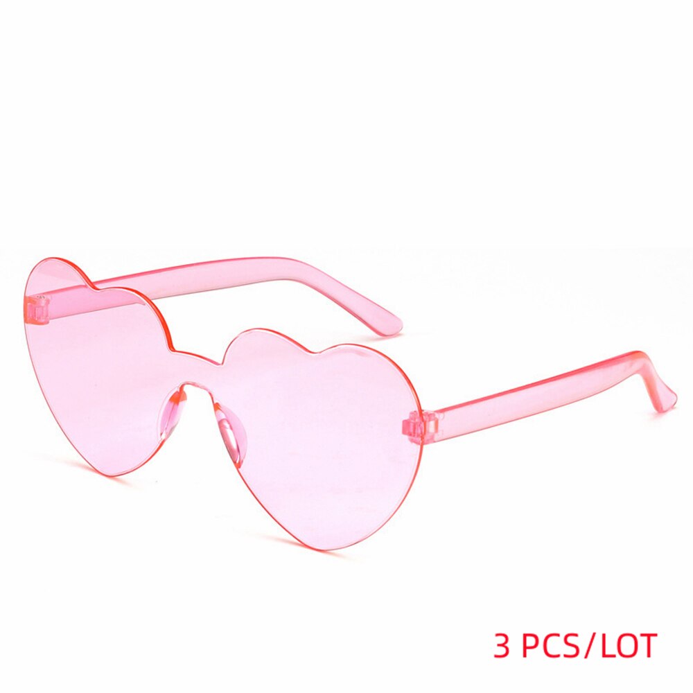 MUSELIFE New Three Piece Love Heart Lens Sunglasses Women Transparent Plastic Glasses Style Sun Glasses Female Clear Candy Color