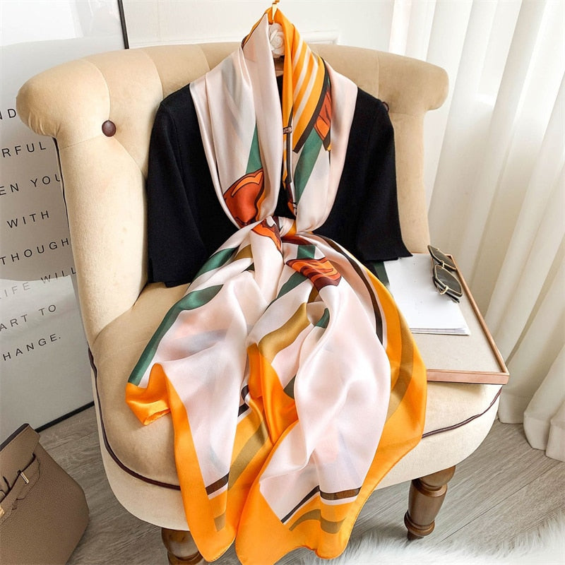 2022 Brand Designer Silk Scarf Female Foulard Bandana Long Shawls Wraps Winter Neck Scarves Pashmina Lady Hijab Luxury New
