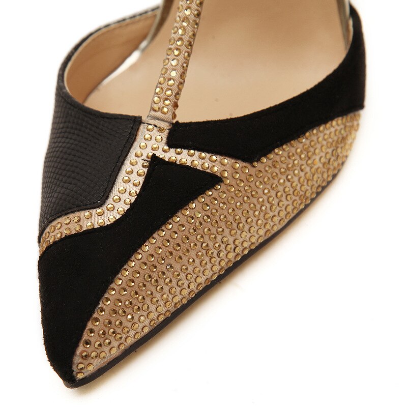 Pointed Toe Sandals Heels for Women Summer Fashion Lady Shoes Open Toe T-strap Designer Platform Spike High Heels Sandals
