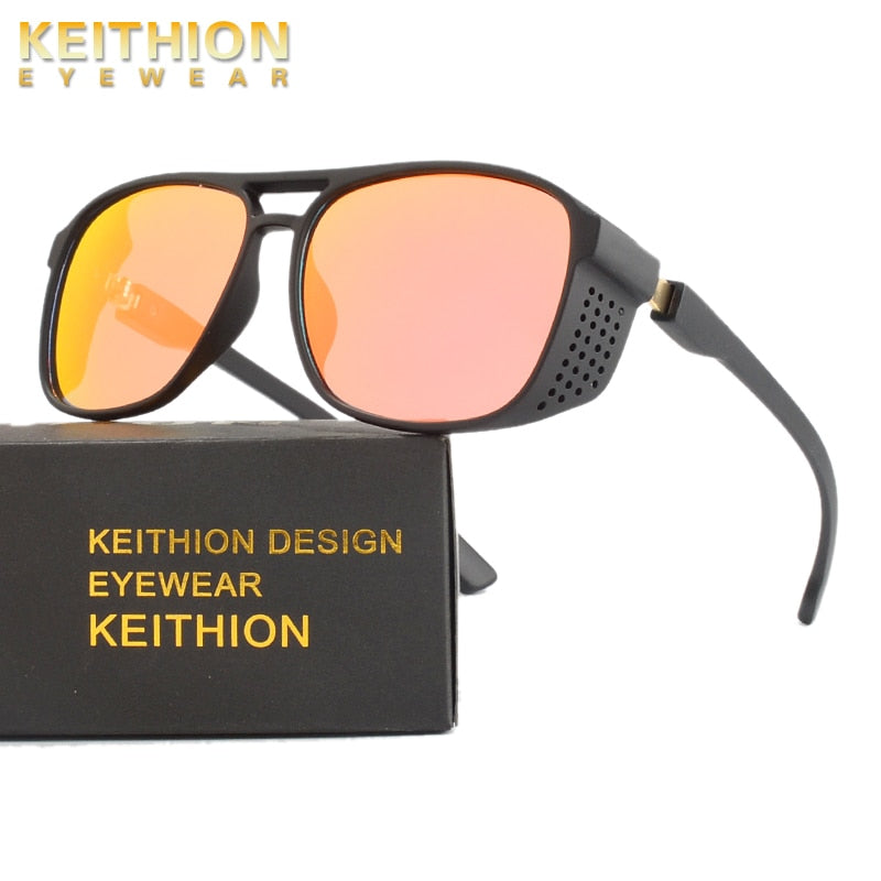 KEITHION Women Retro Shades Fashion Side Shields Style Square Sun Glasses Men Driving Steampunk Goggles Sunglasses