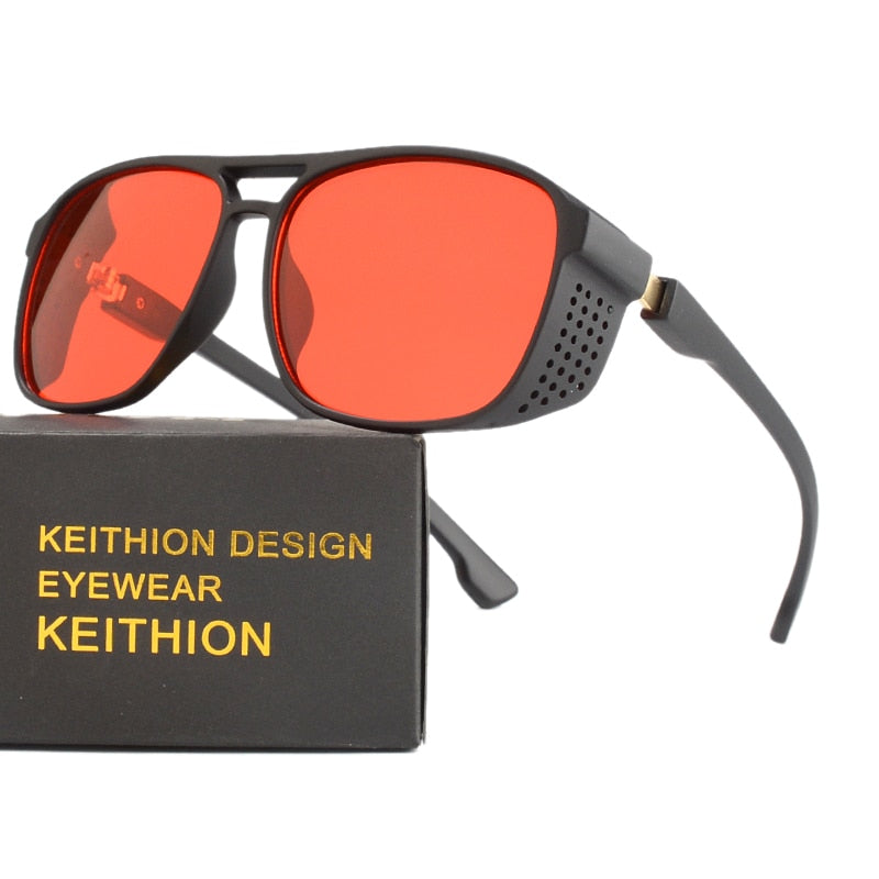 KEITHION Women Retro Shades Fashion Side Shields Style Square Sun Glasses Men Driving Steampunk Goggles Sunglasses