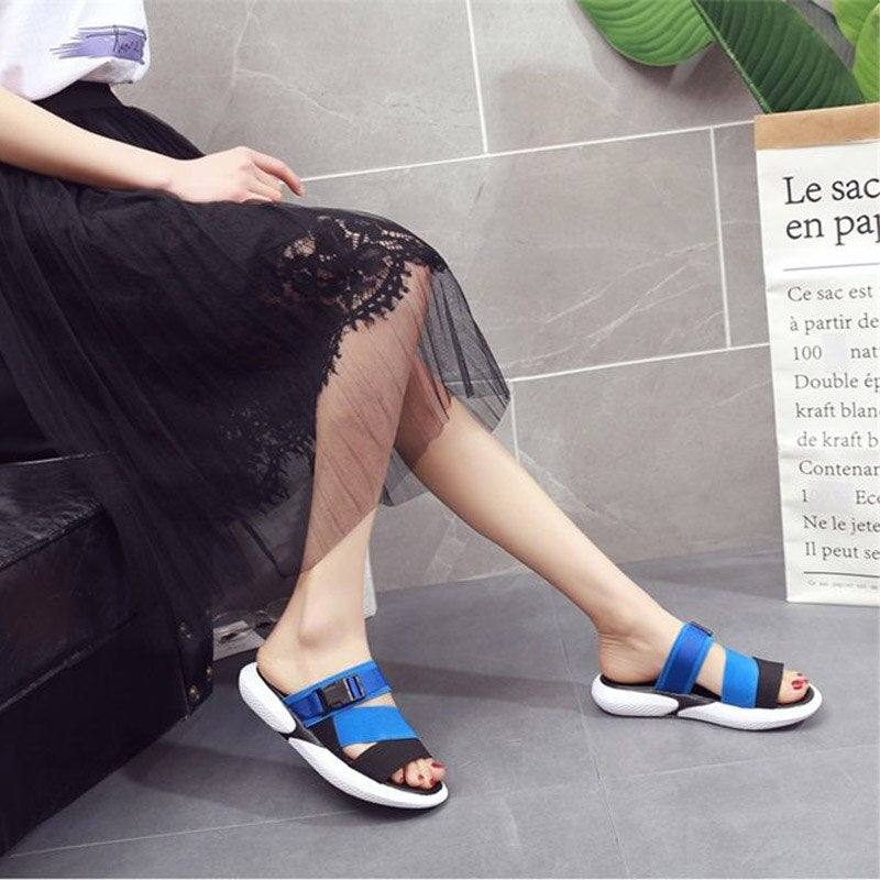 Women Sports Sandals Breathable New Summer Casual Thick Bottom Beach Flat Shoes Sandalias Femmes Mujer Comodas Verano 2022