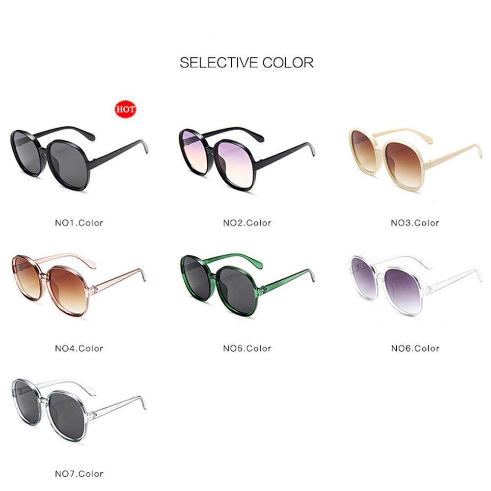 New Round Frame Sunglasses Women Retro Brand Designer Brown Black Oversized Lady Sun Glasses Female Fashion Outdoor Driving