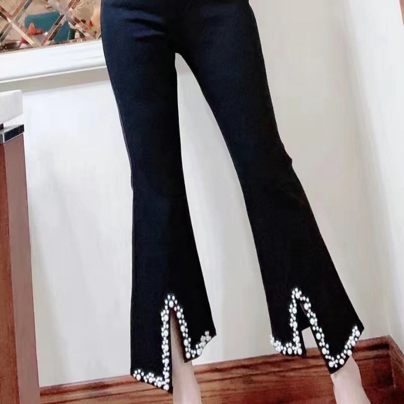 Korean Fashion Elegant Women&#39;s Pants Set Bubble Sleeve Chiffon Shirt Leisure Bell Bottomed Trousers Two-piece Set Casual Wear