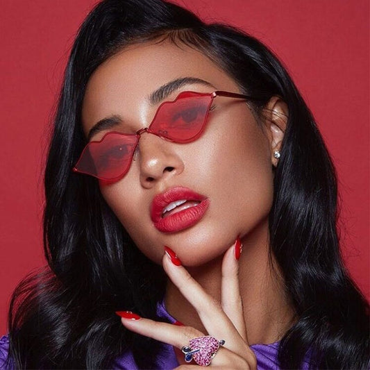 MUSELIFE Small Frame Sunglasses Women Retro Lips Mirror Metal Sun Glasses Female Vintage Brand Designer Lunette De Soleil Femme