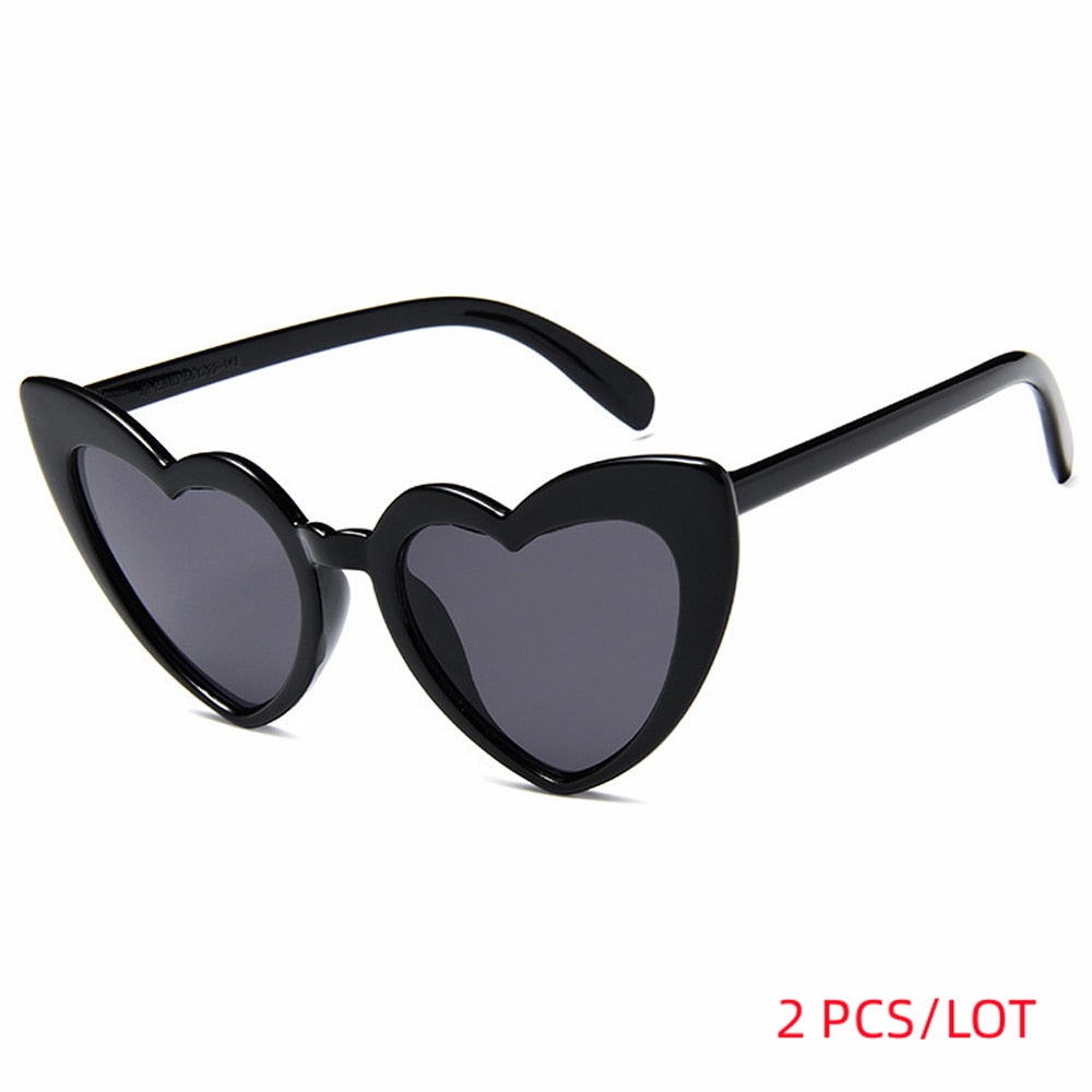 MUSELIFE Love Heart  Big Frame Personality Women Sunglass Fashion Cute Sexy Retro Cat Eye Vintage SunGlasses Pink Female