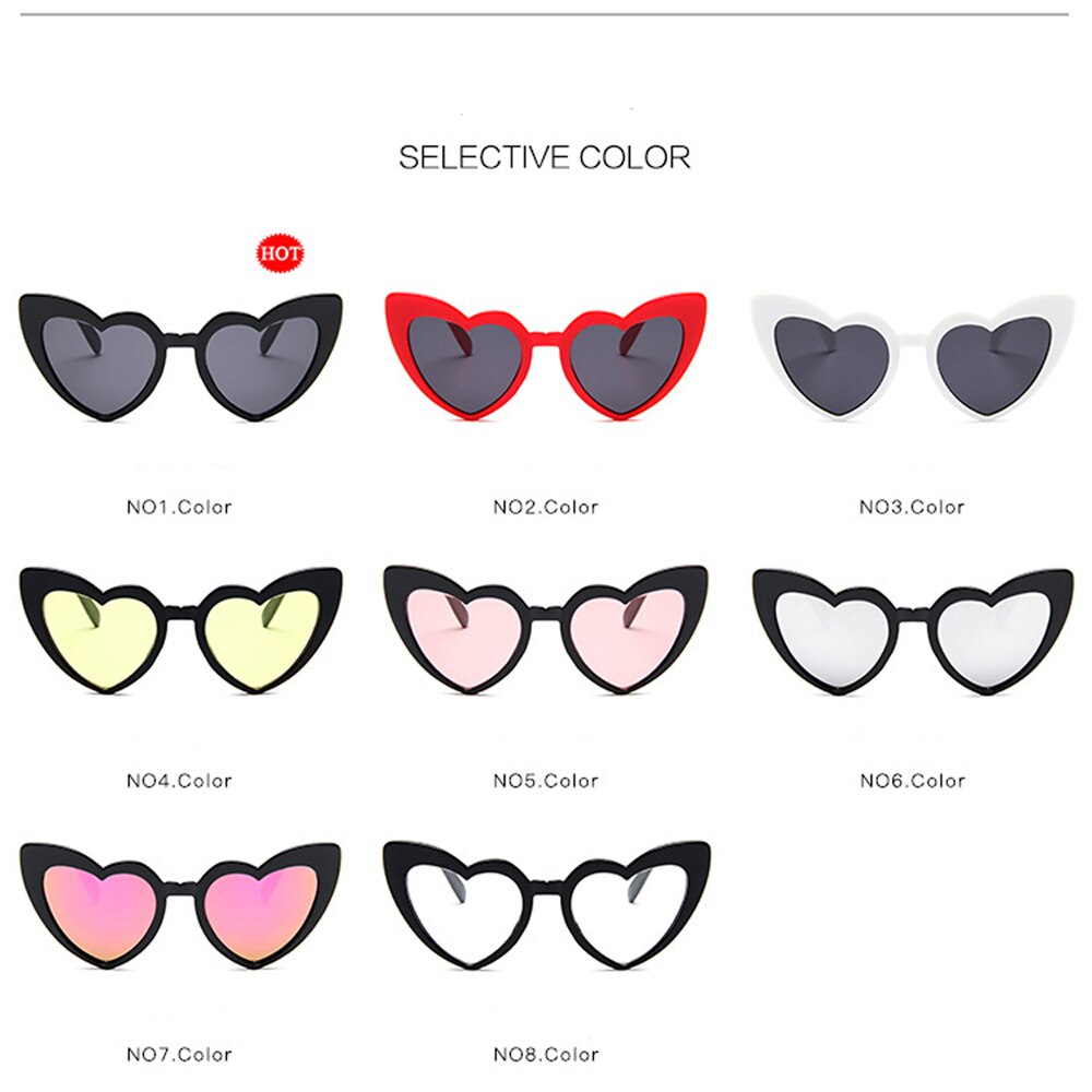 MUSELIFE Love Heart  Big Frame Personality Women Sunglass Fashion Cute Sexy Retro Cat Eye Vintage SunGlasses Pink Female