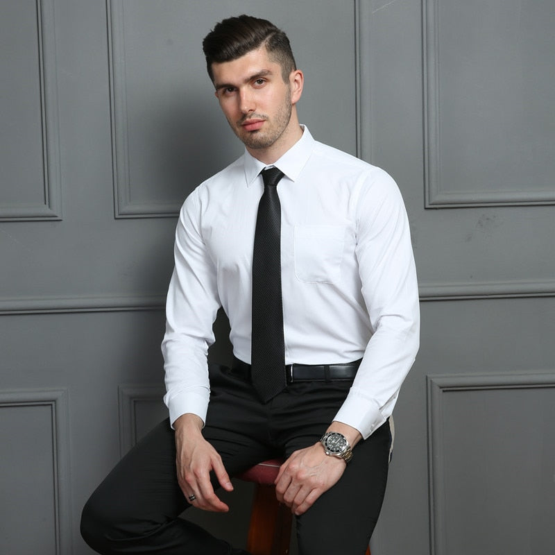 Men&#39;s Business Casual Long Sleeved Shirt Social Dress Shirts