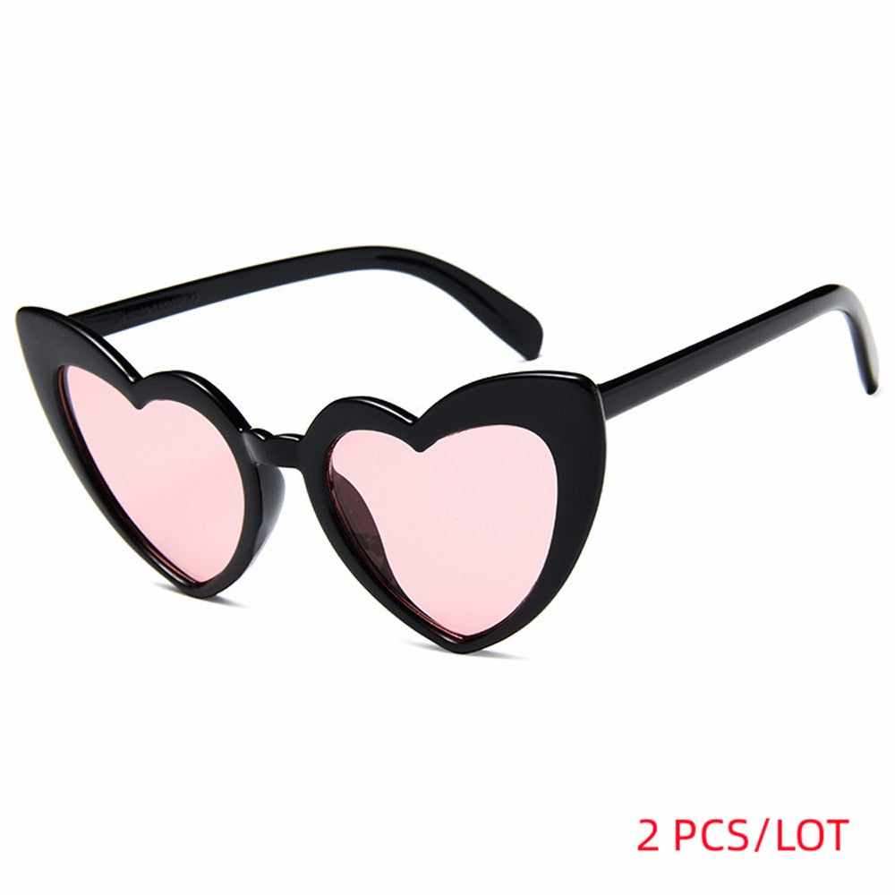 MUSELIFE Love Heart  Big Frame Personality Women Sunglass Fashion Cute Sexy Retro Cat Eye Vintage SunGlasses Pink Female