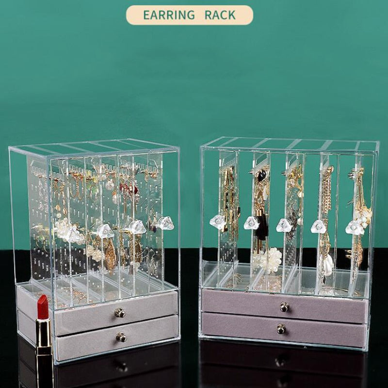 High Capacity Jewelry Organizer Storage Box Earrings Storage Organizer Earring Holder Dustproof Jewelry Stand Rack Display