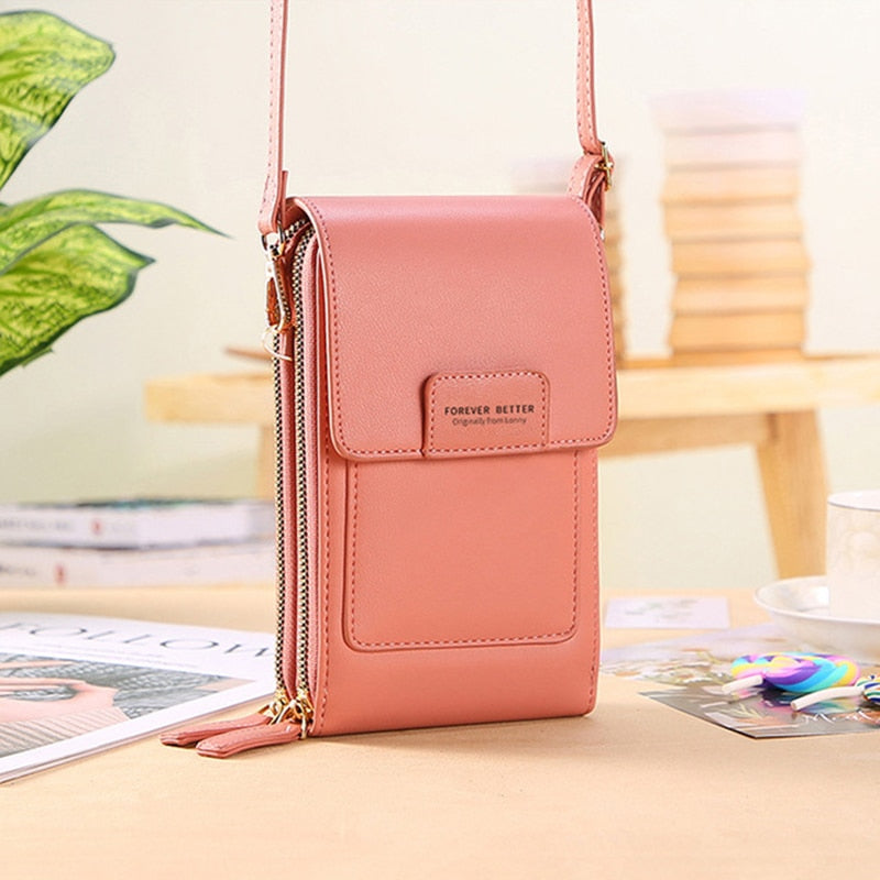 Geestock Women's Touch Screen Bag Cell Phone Shoulder Bags Soft Leather Wallet Purse of Woman Strap Handbag Female Crossbody Bag