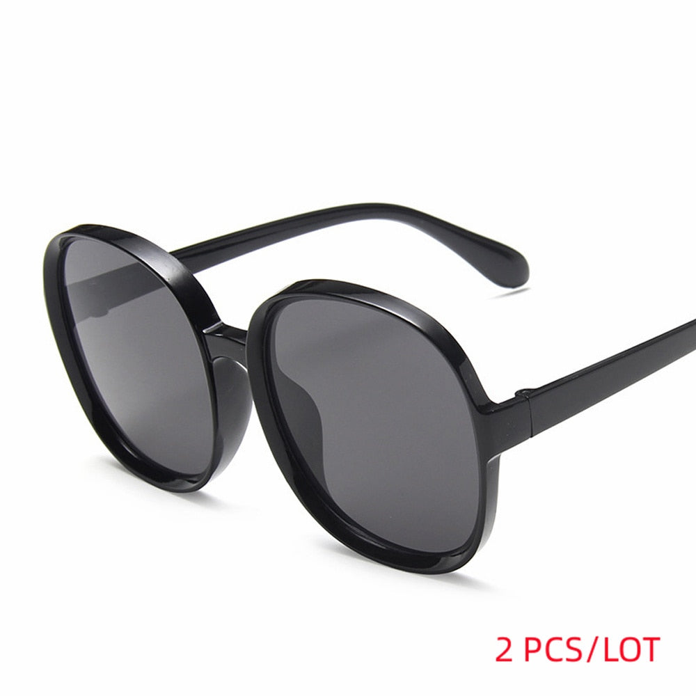 New Round Frame Sunglasses Women Retro Brand Designer Brown Black Oversized Lady Sun Glasses Female Fashion Outdoor Driving