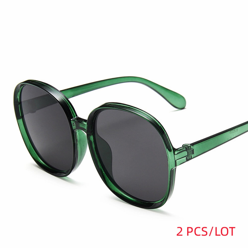 New Round Frame Sunglasses Women Retro Brand Designer Brown Black Oversized Lady Sun Glasses Female Fashion Outdoor Driving