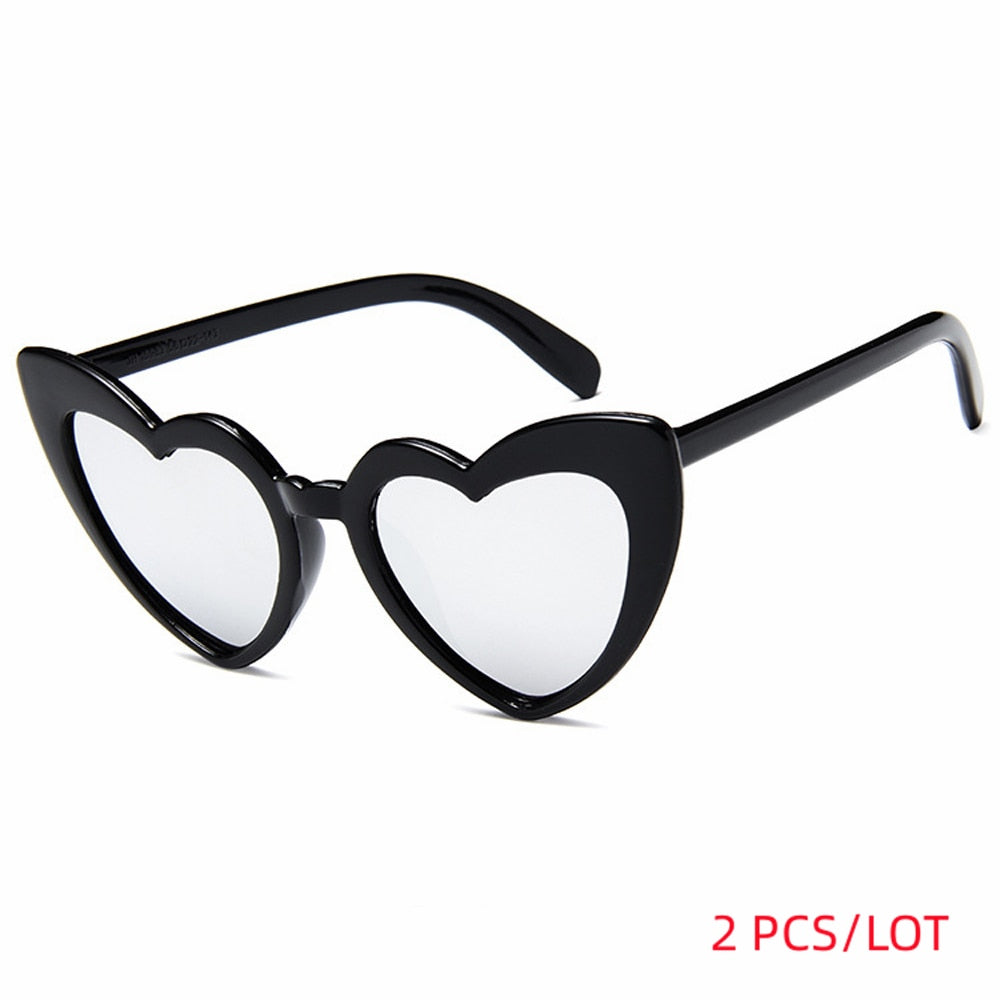 MUSELIFE Love Heart  Big Frame Personality Women Sunglass Fashion Cute Sexy Retro Cat Eye Vintage SunGlasses Pink Female