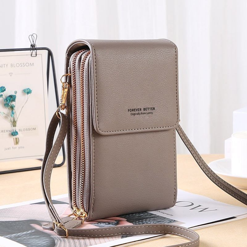 Geestock Women's Touch Screen Bag Cell Phone Shoulder Bags Soft Leather Wallet Purse of Woman Strap Handbag Female Crossbody Bag
